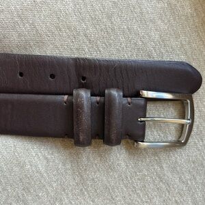 Will Dark Bown leather Belt silver buckle size 38/39